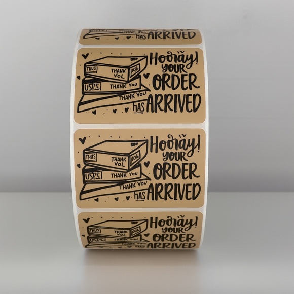 Hooray Your Order Has Arrived Stickers | Yellow Cute Packaging Labels - Picture 1 of 11